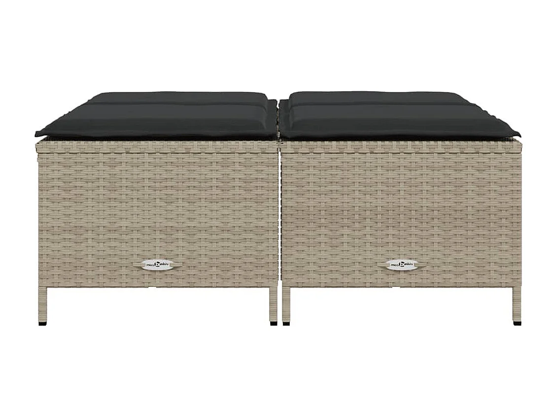 Tuinkrukjes met kussens set van 4 lichtgrijs rotan