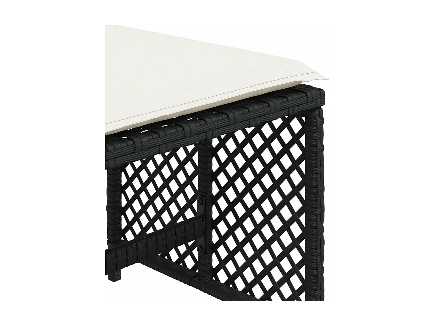 Juego de 4 taburetes y cojines de jardín ratán negro 41x41x36 cm