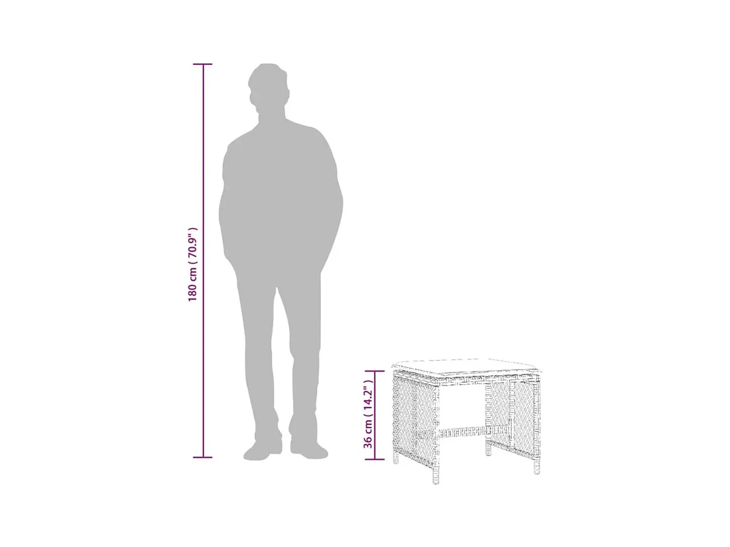 Tabourets de jardin et coussins lot de 4 noir 41x41x36 cm rotin