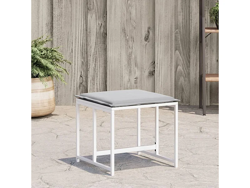 Taburetes de jardín con cojines 4ud acero blanco y textilene