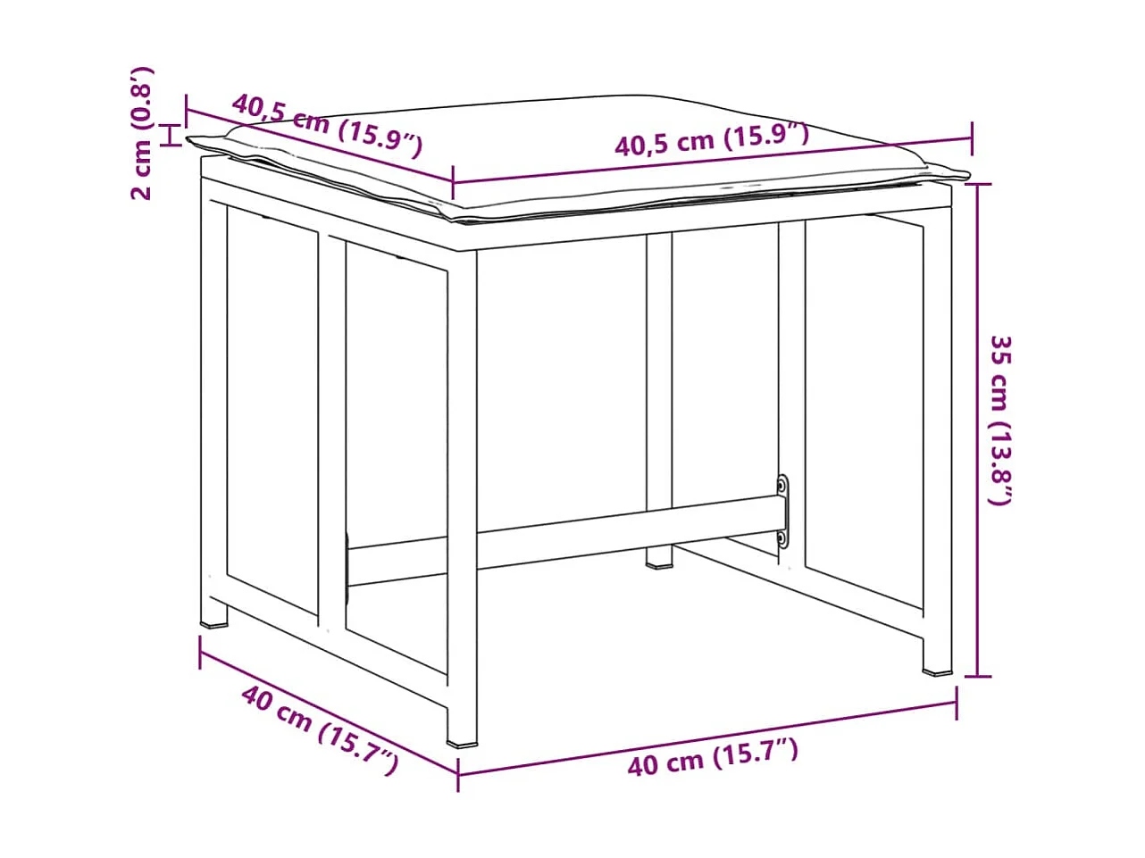 Taburetes de jardín con cojines 4ud acero blanco y textilene