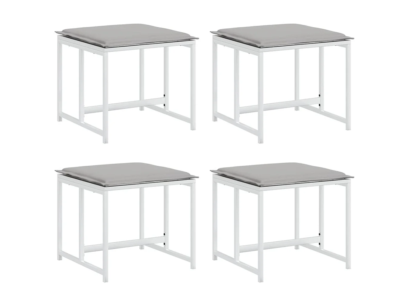 Taburetes de jardín con cojines 4ud acero blanco y textilene