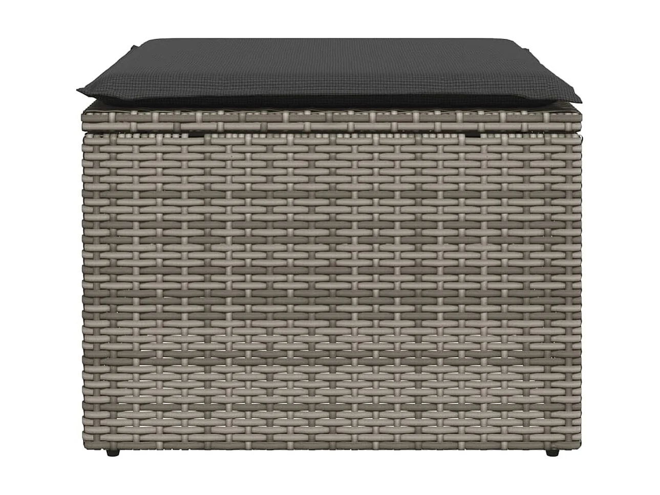 Tabouret de jardin avec coussin gris 55x55x37 cm résine tressée