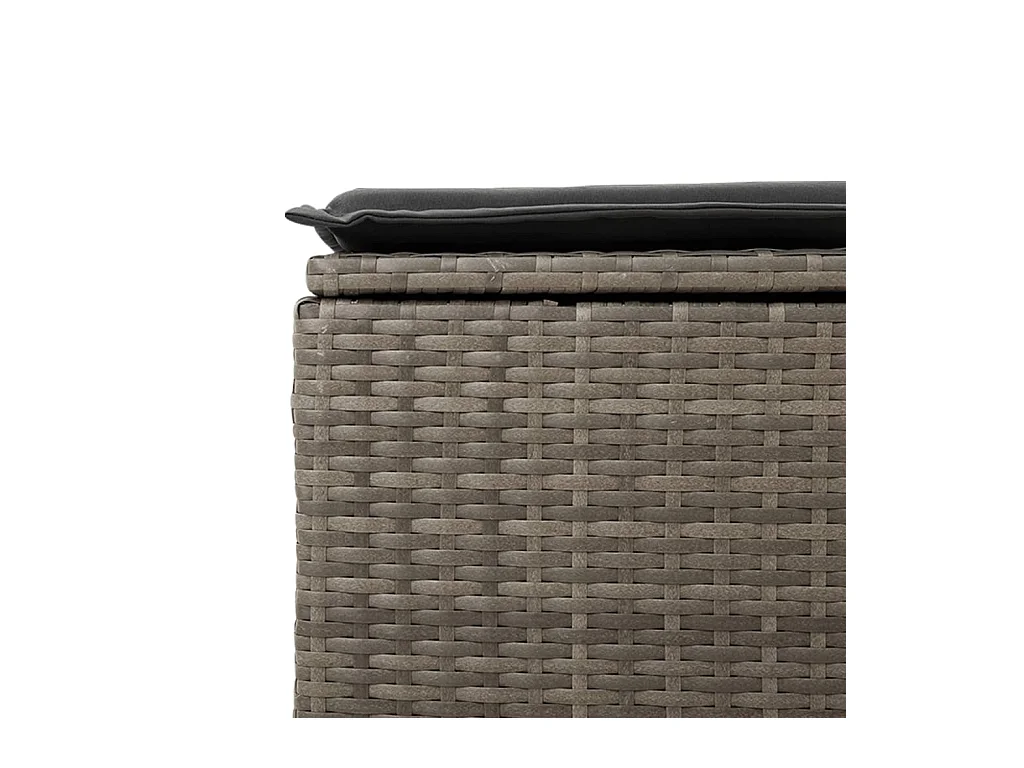 Tabouret de jardin avec coussin gris 55x55x37 cm résine tressée