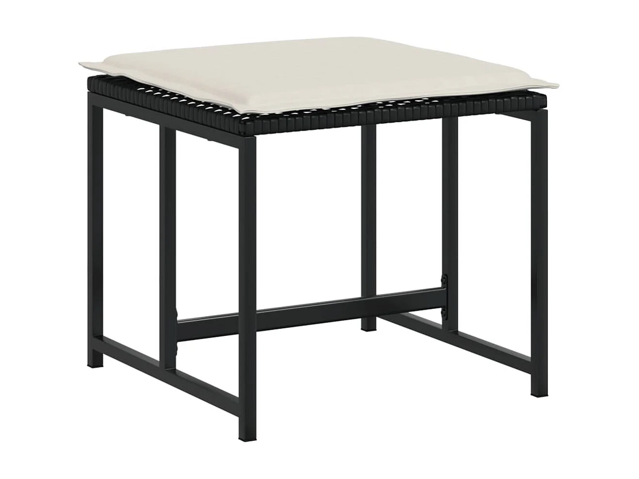 Tabourets de jardin avec coussins lot de 4 noir résine tressée