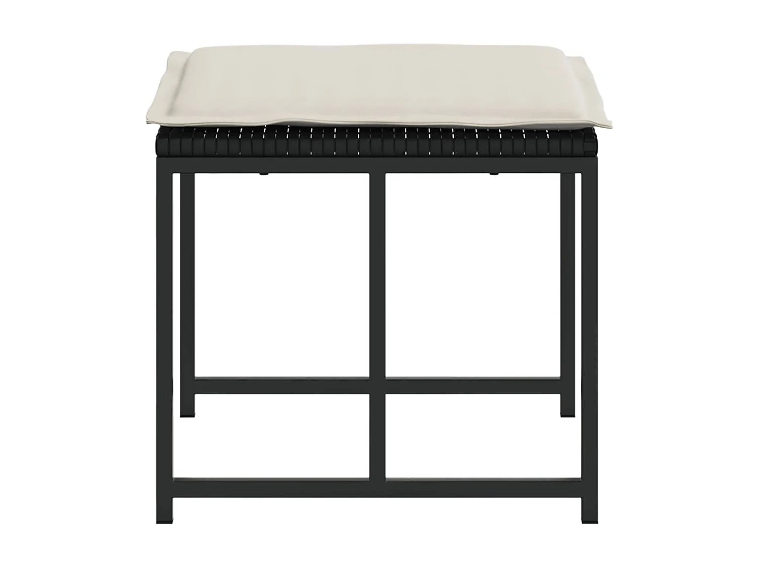 Tabourets de jardin avec coussins lot de 4 noir résine tressée