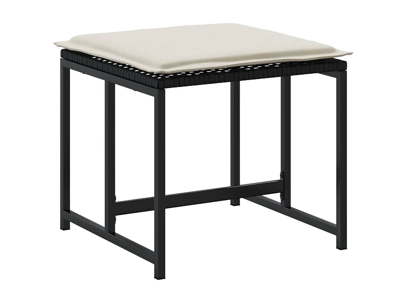 Tabourets de jardin avec coussins lot de 4 noir résine tressée