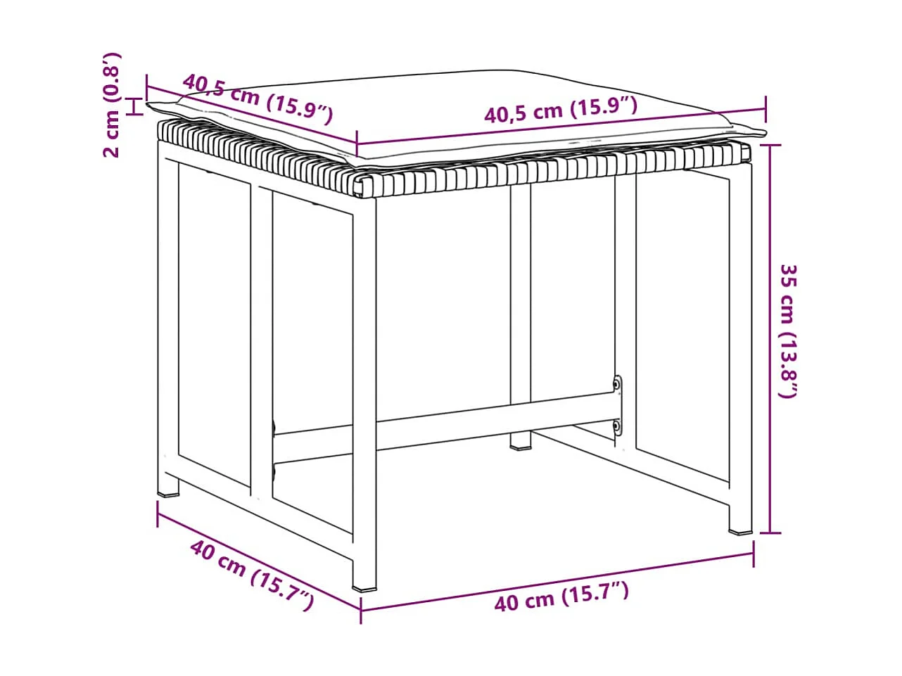 Tabourets de jardin avec coussins lot de 4 noir résine tressée