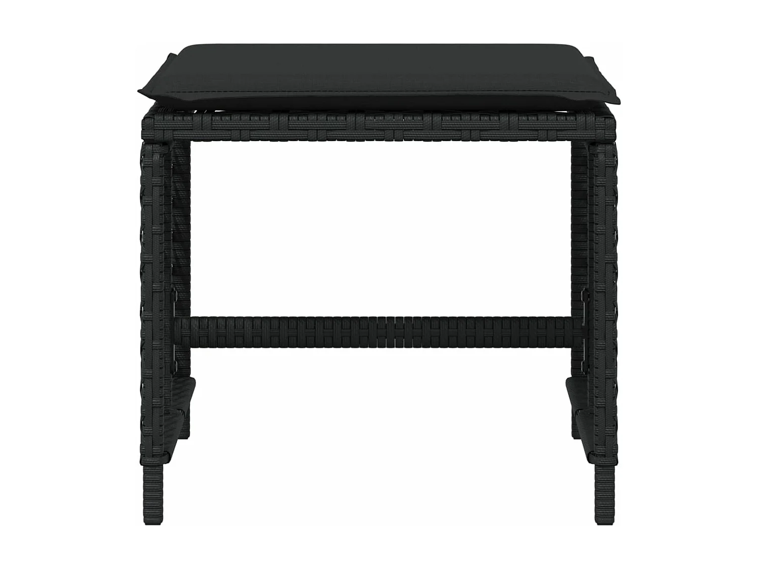 Set di 4 sgabelli e cuscini da giardino in rattan nero 41x41x36 cm