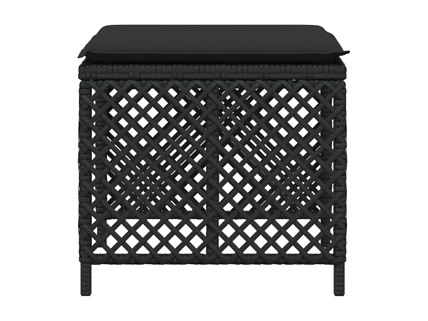 Set di 4 sgabelli e cuscini da giardino in rattan nero 41x41x36 cm