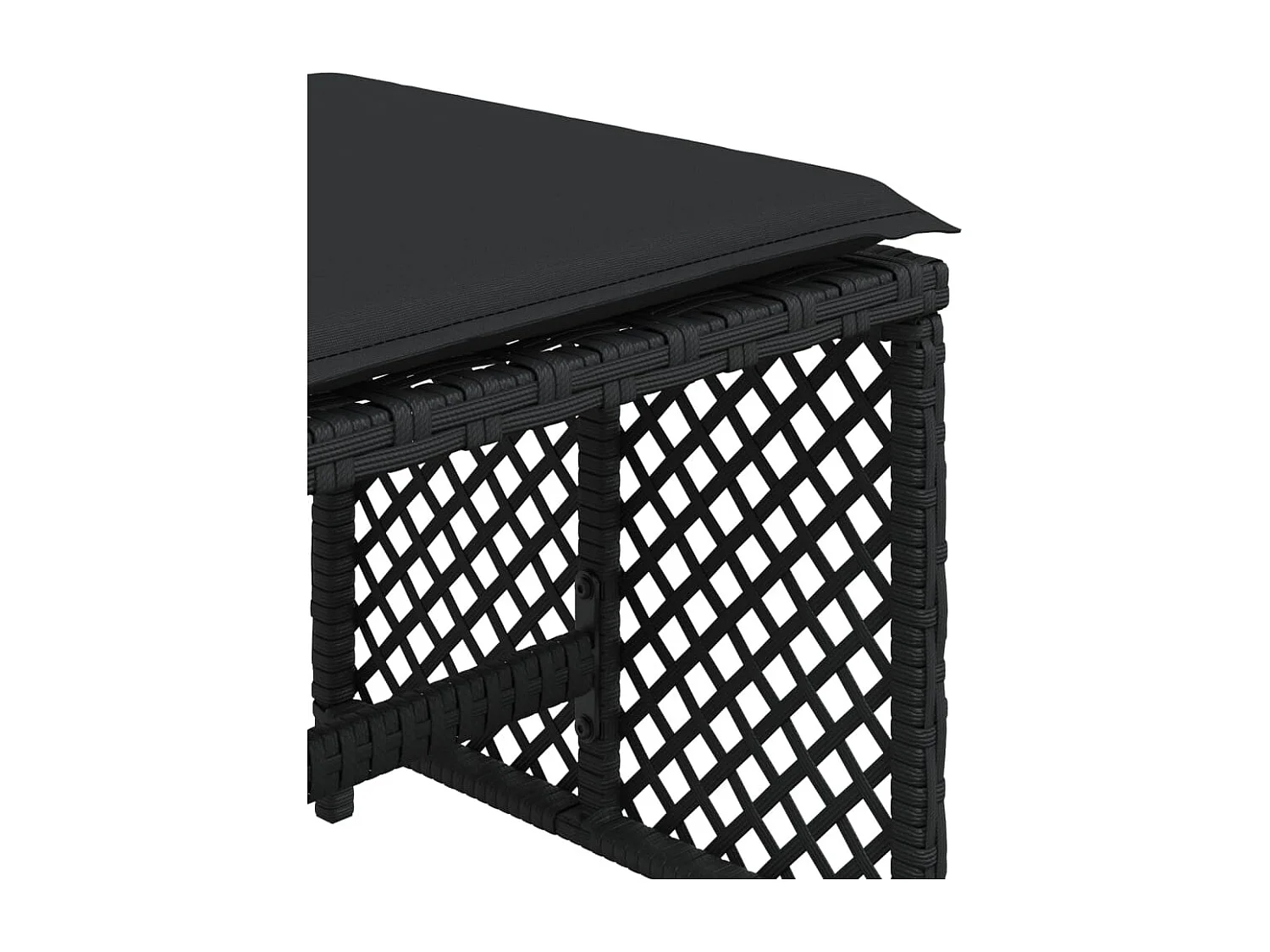 Set di 4 sgabelli e cuscini da giardino in rattan nero 41x41x36 cm