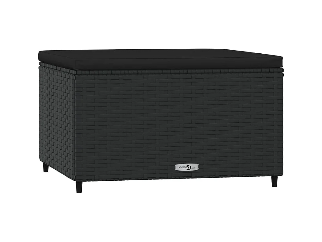 Repose-pieds de jardin et coussins lot de 2 noir résine tressée