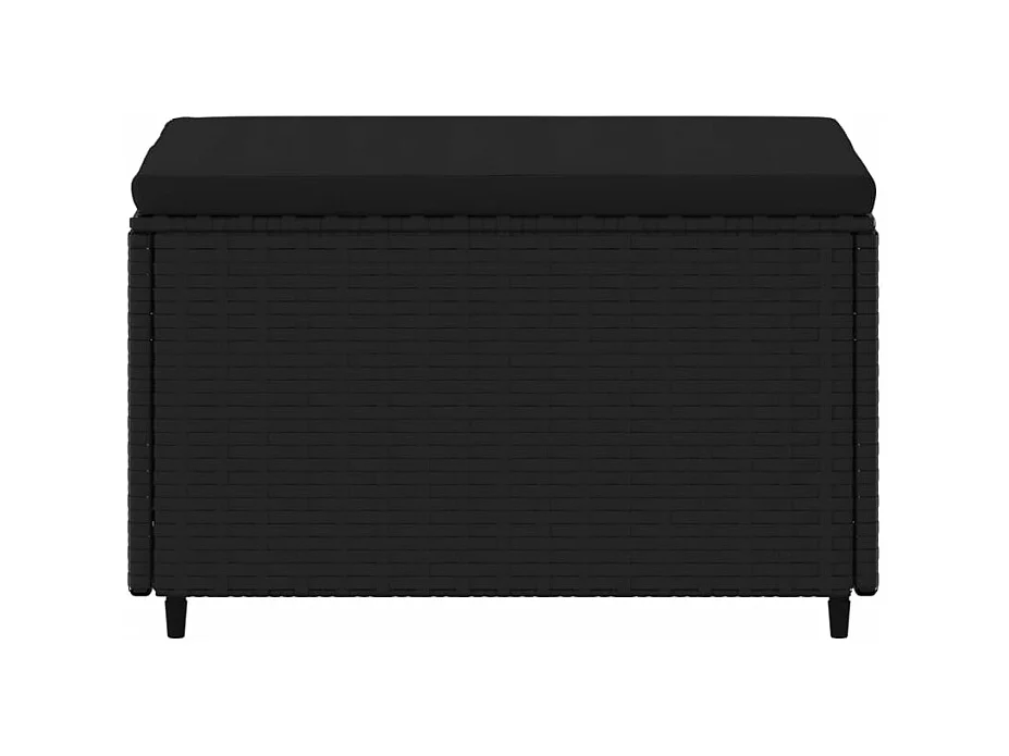 Repose-pieds de jardin et coussins lot de 2 noir résine tressée