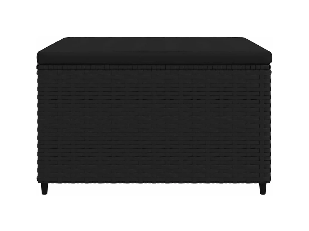 Repose-pieds de jardin et coussins lot de 2 noir résine tressée