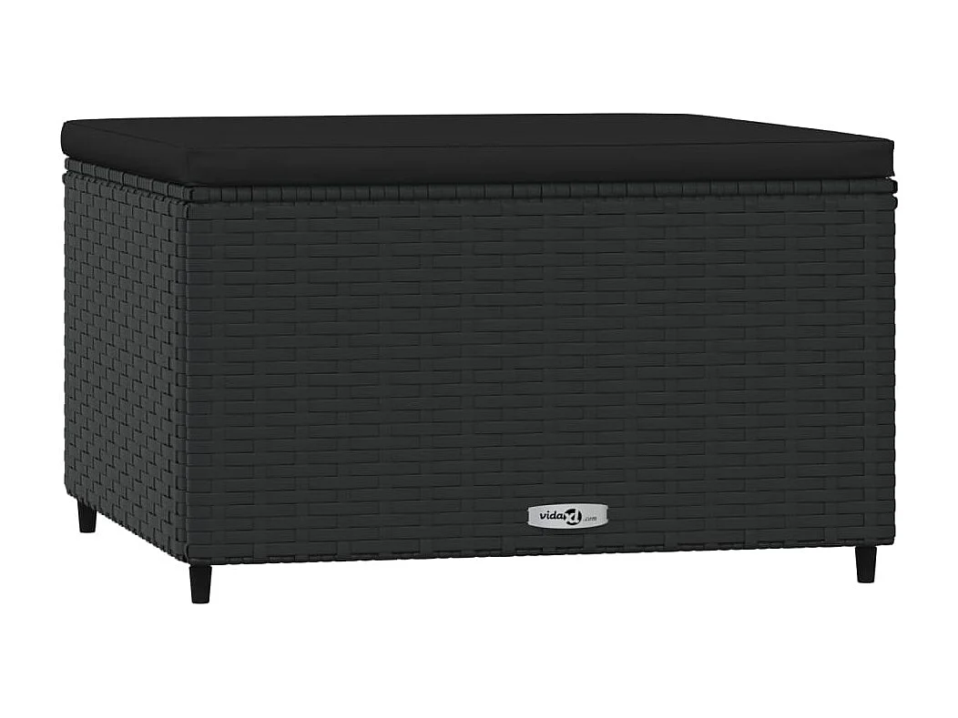 Repose-pieds de jardin et coussins lot de 2 noir résine tressée