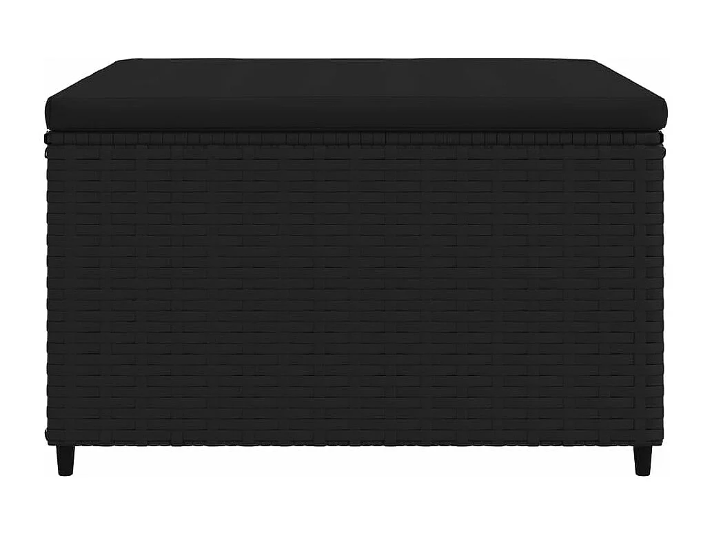 Repose-pieds de jardin et coussins lot de 2 noir résine tressée