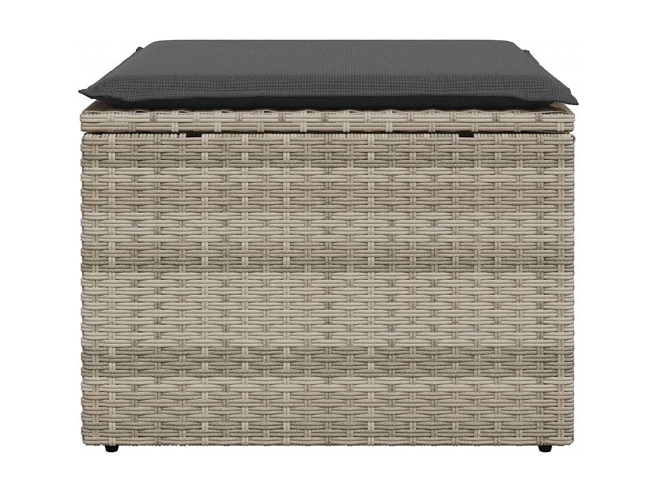 Tabouret de jardin coussin gris clair 55x55x37cm résine tressée