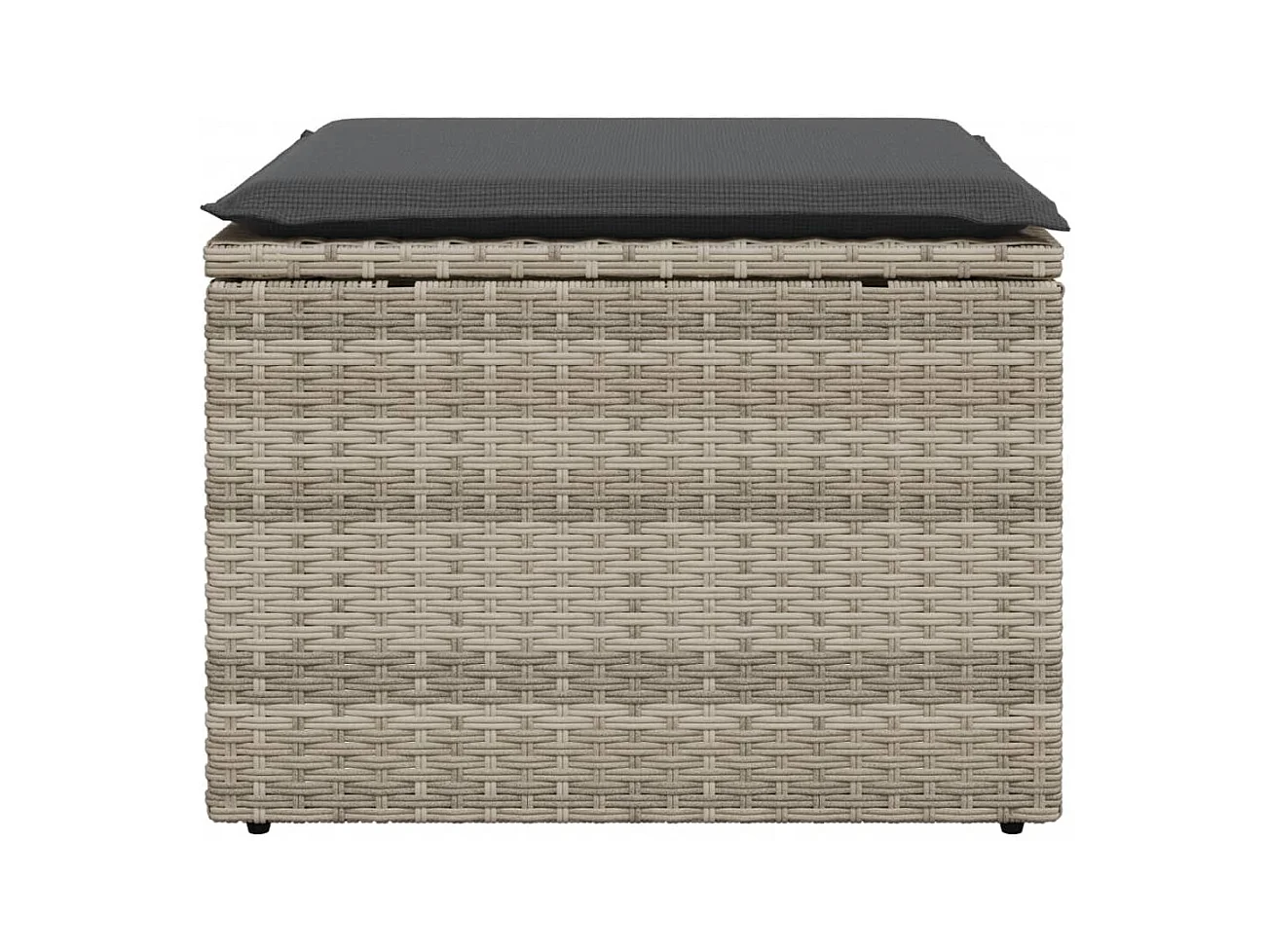 Tabouret de jardin coussin gris clair 55x55x37cm résine tressée