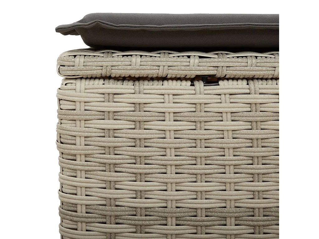 Tabouret de jardin coussin gris clair 55x55x37cm résine tressée