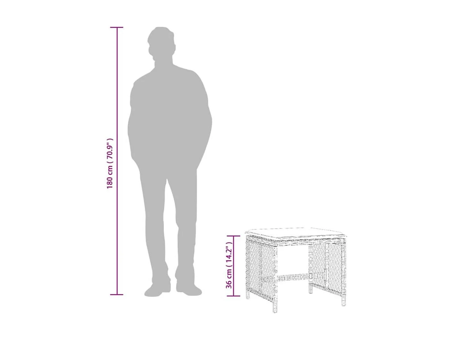 Tabourets jardin et coussins lot de 4 mélange beige 41x41x36 cm
