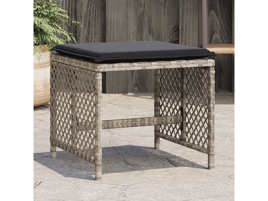 Gartenhocker und Kissen 4er-Set hellgrau 41x41x36 cm