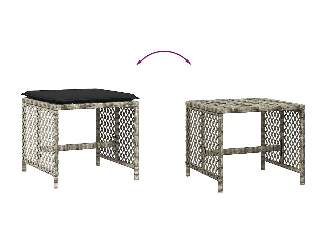 Tabourets de jardin et coussins lot de 4 gris clair 41x41x36 cm