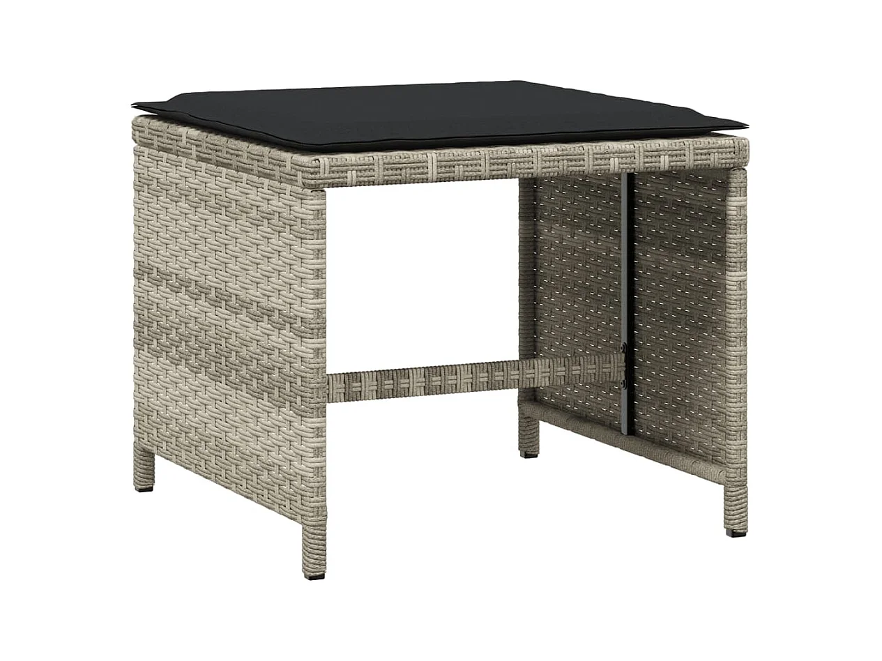 Tabourets de jardin coussins lot de 4 gris clair résine tressée