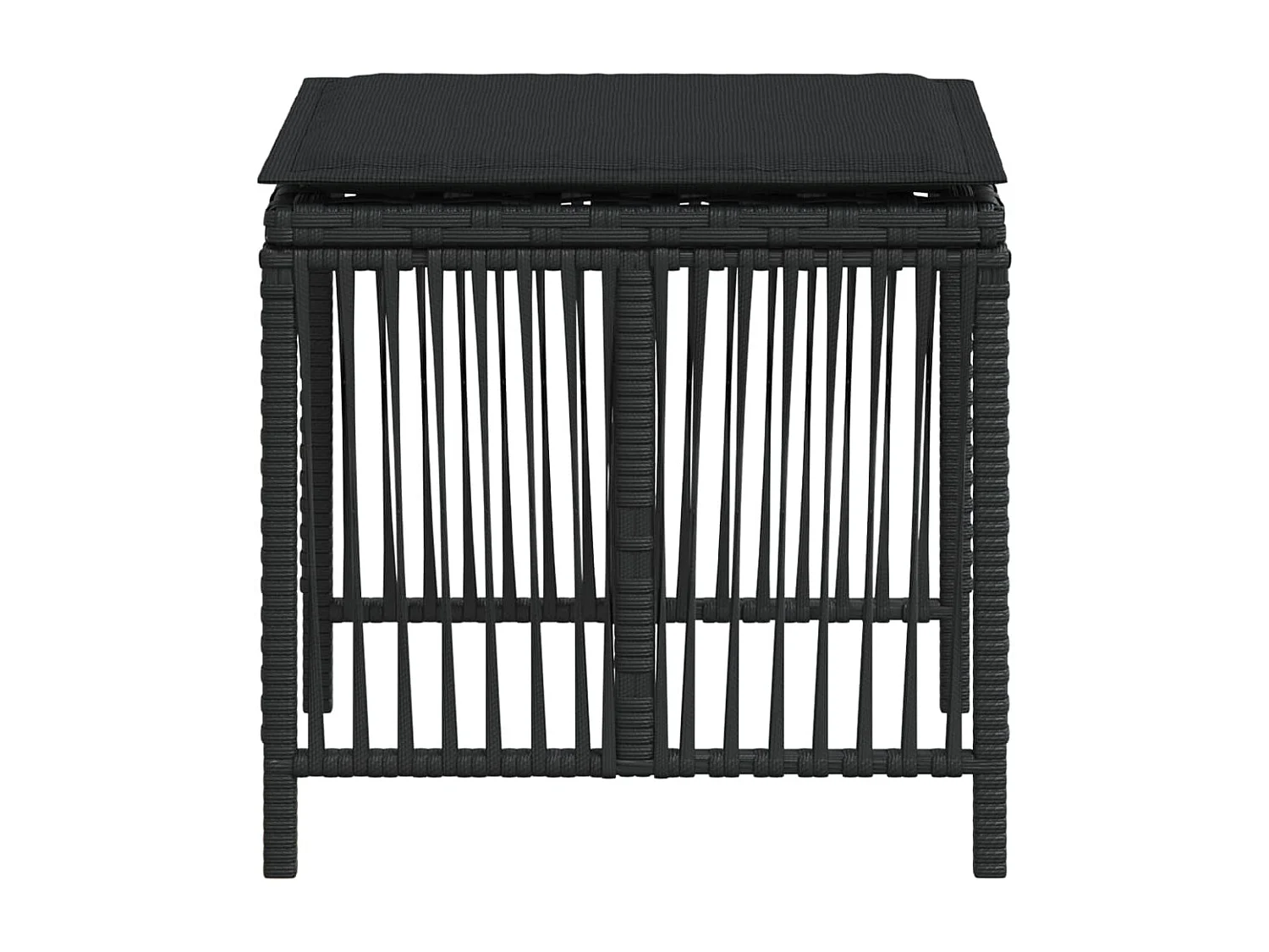 Gartenhocker und Kissen, 4er-Set, schwarz, 41 x 41 x 36 cm, Rattan