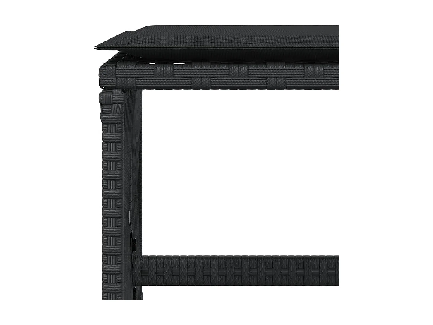 Gartenhocker und Kissen, 4er-Set, schwarz, 41 x 41 x 36 cm, Rattan