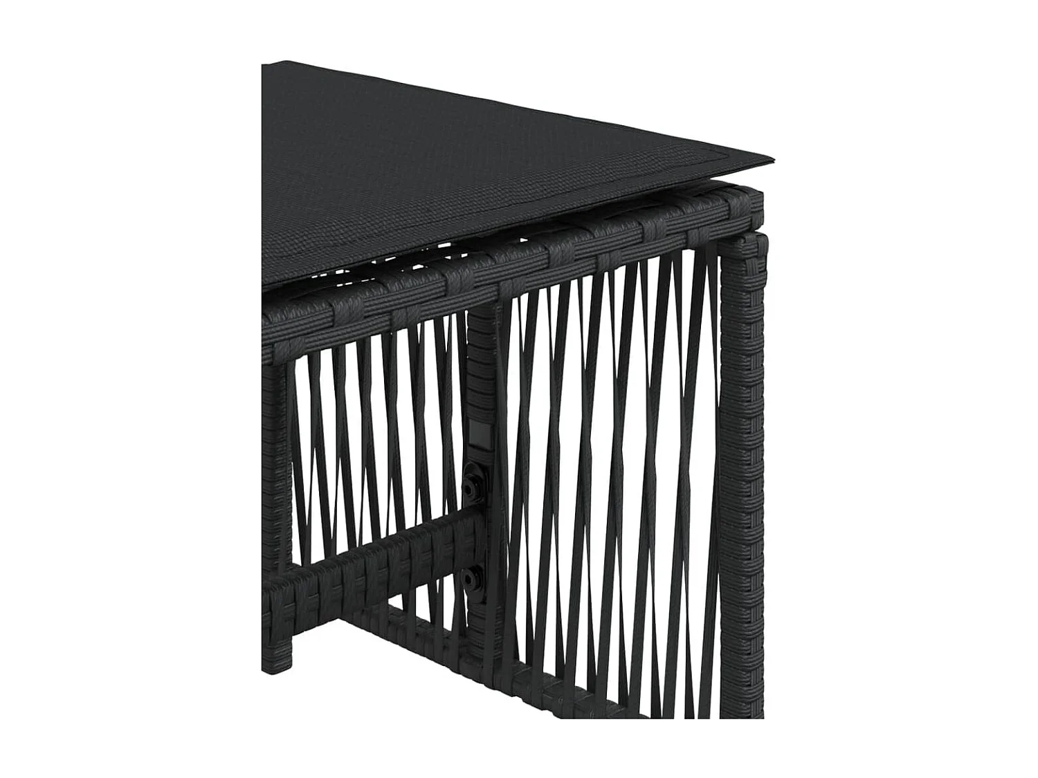 Gartenhocker und Kissen, 4er-Set, schwarz, 41 x 41 x 36 cm, Rattan