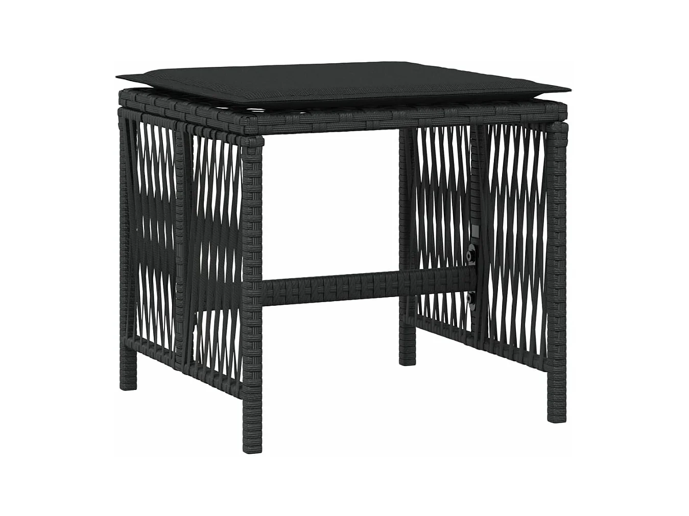 Tabourets de jardin et coussins lot de 4 noir 41x41x36 cm rotin