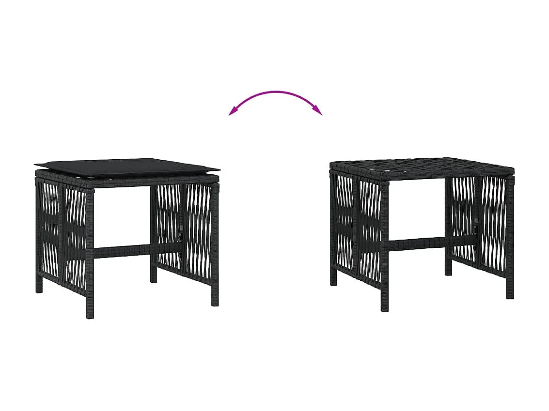 Tabourets de jardin et coussins lot de 4 noir 41x41x36 cm rotin