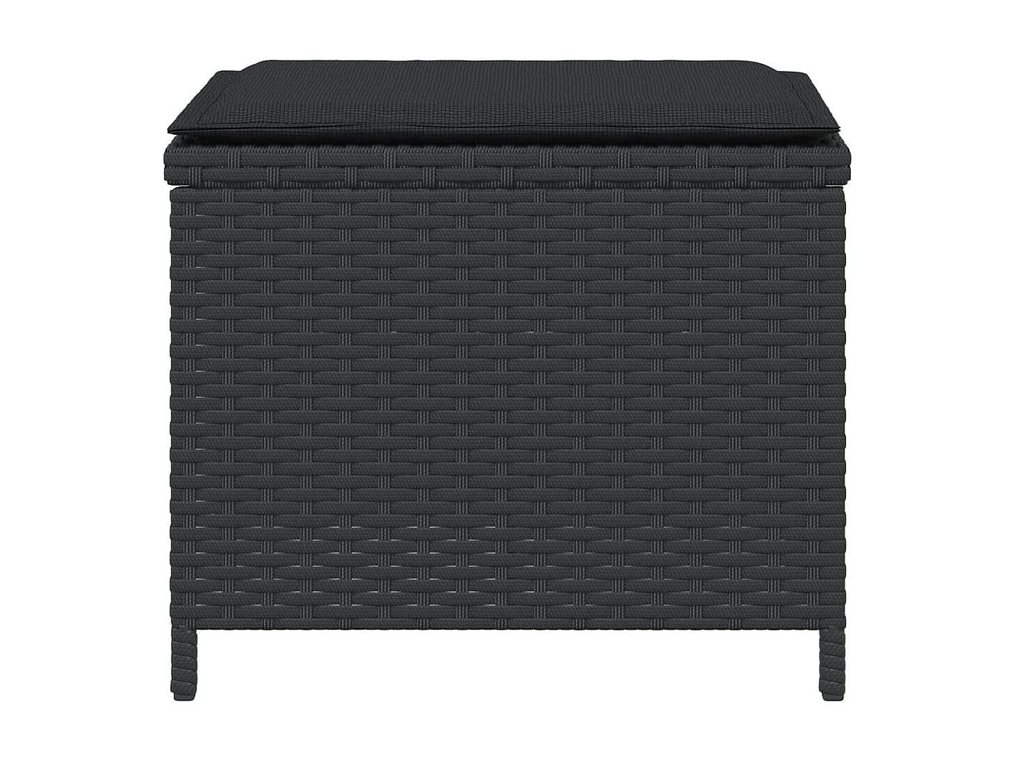 Gartenhocker und Kissen, 4er-Set, schwarz, 41 x 41 x 36 cm, Rattan