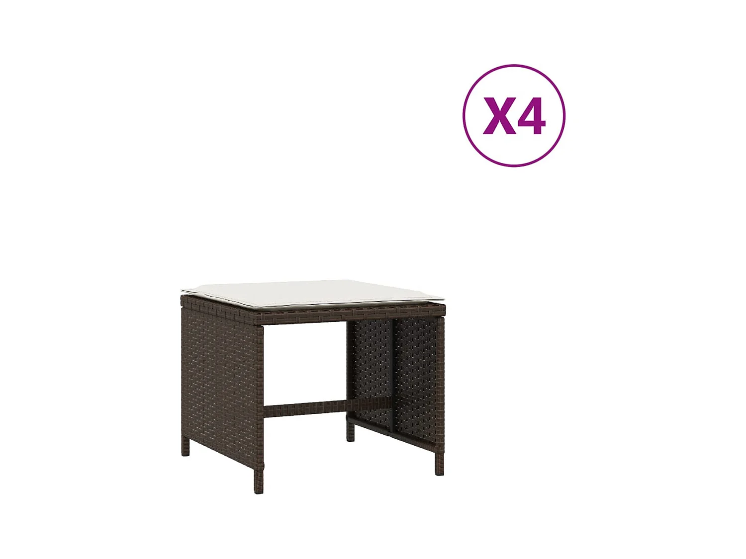 Tabourets de jardin avec coussins 4pcs marron 40x40x35 cm rotin