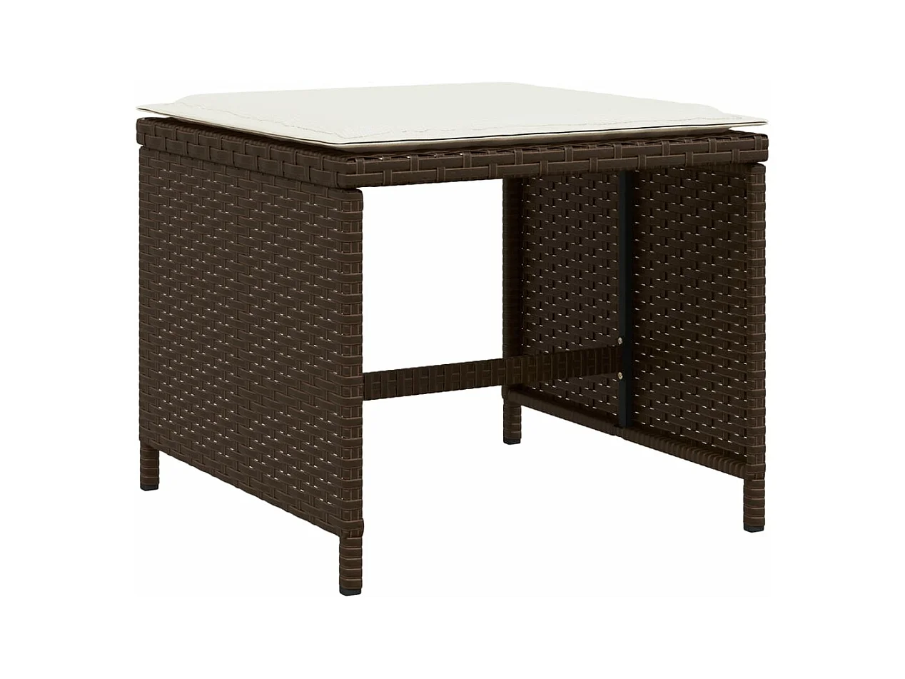 Tabourets de jardin avec coussins 4pcs marron 40x40x35 cm rotin