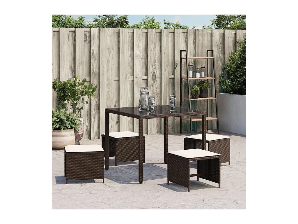 Tabourets de jardin avec coussins 4pcs marron 40x40x35 cm rotin