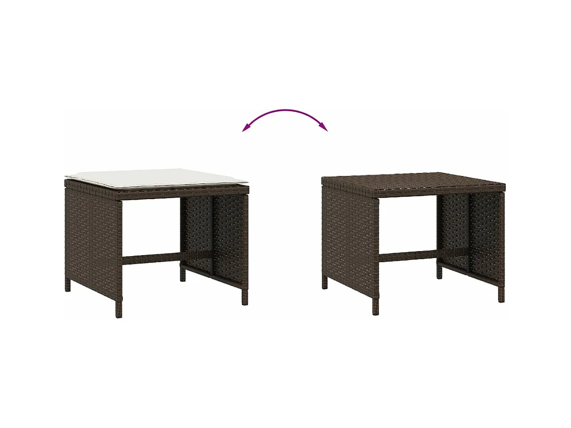 Tabourets de jardin avec coussins 4pcs marron 40x40x35 cm rotin