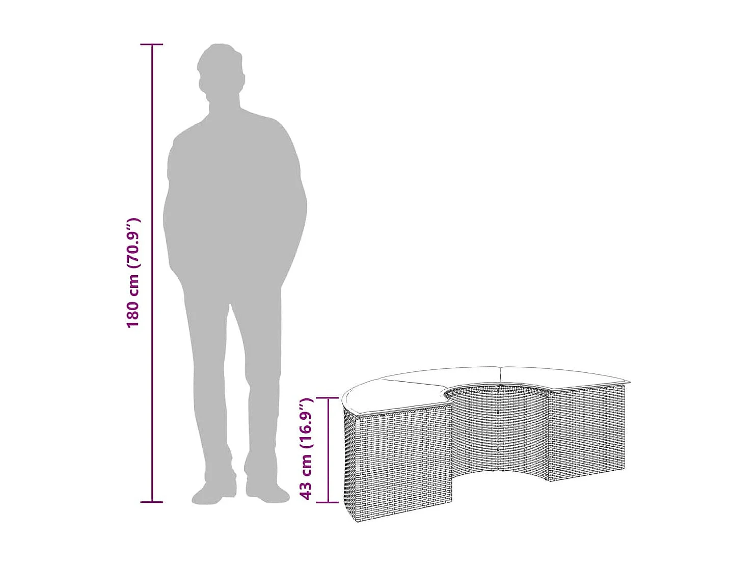 Gartenhocker mit schwarzem geflochtenem Harzkissen