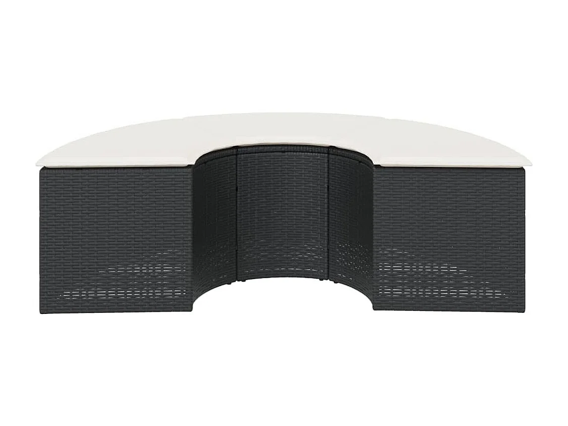 Taburete de jardín con cojín de resina trenzada negro