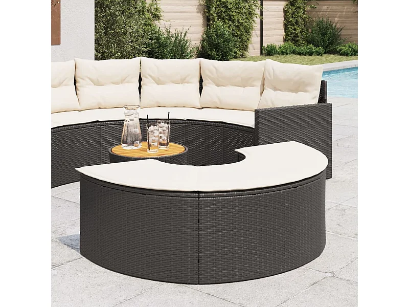 Tabouret de jardin avec coussin noir résine tressée