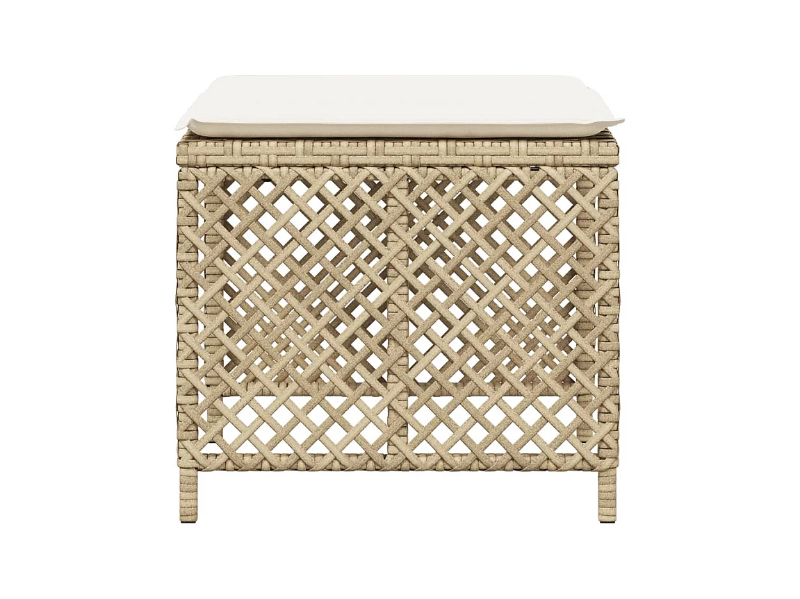 Tabourets de jardin et coussins lot de 4 beige 41x41x36cm rotin
