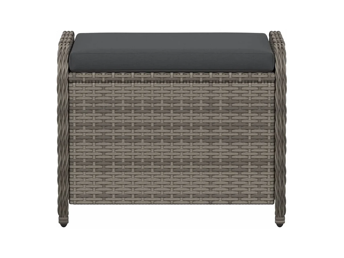 Tabouret de jardin avec coussin gris 58x46x46 cm résine tressée