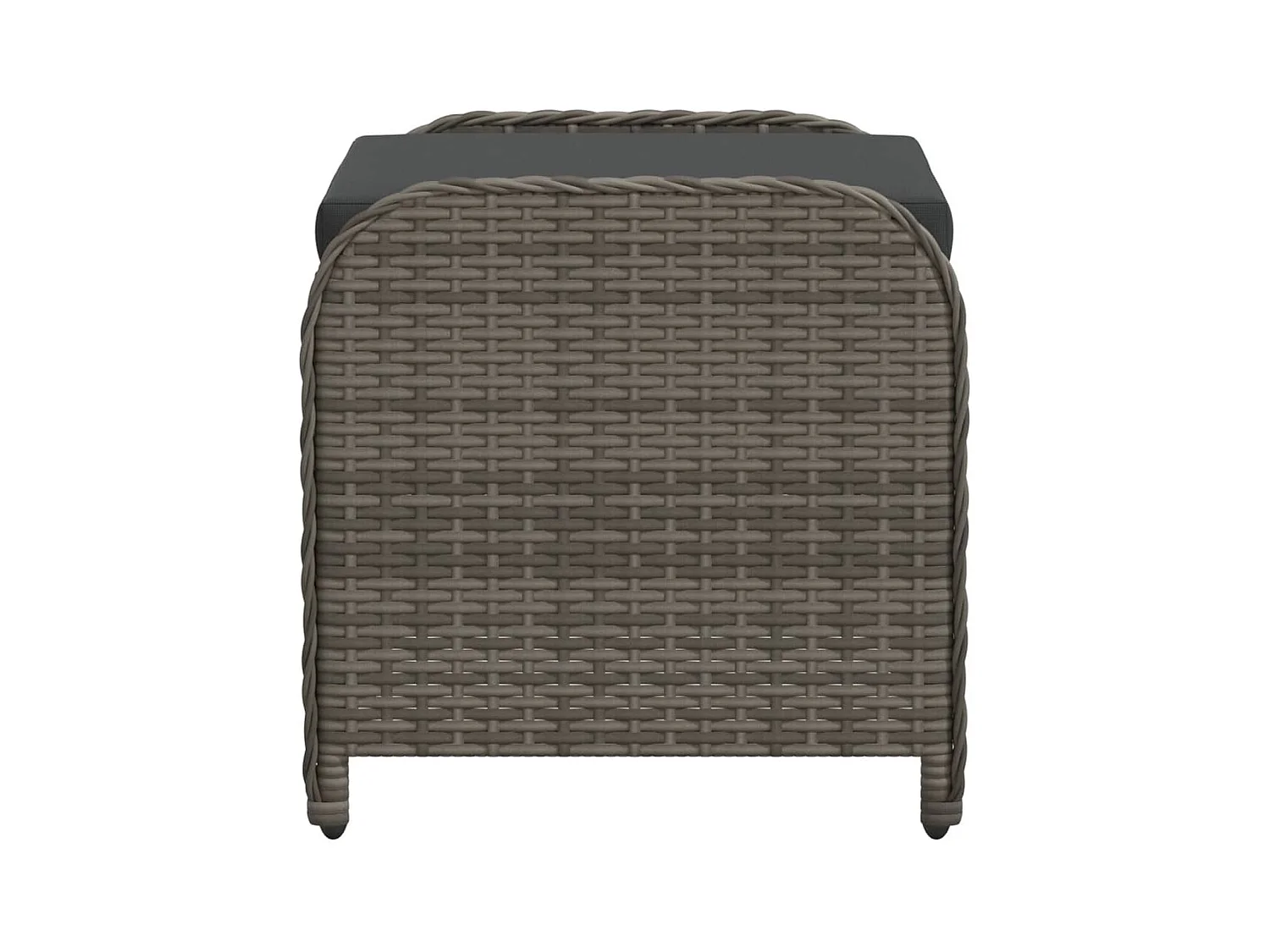 Tabouret de jardin avec coussin gris 58x46x46 cm résine tressée