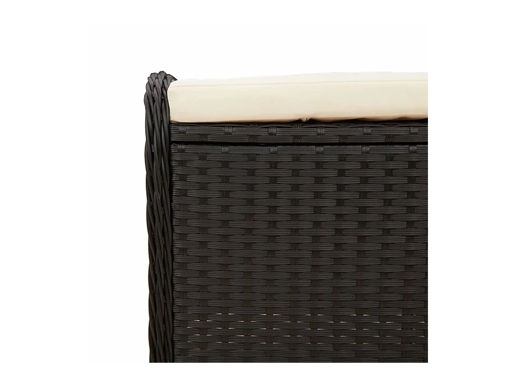 Tabouret de jardin avec coussin noir 58x46x46 cm résine tressée