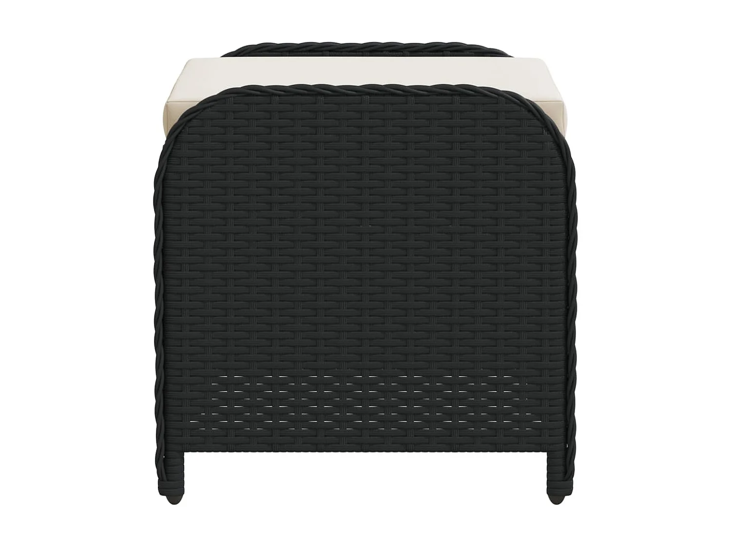 Tabouret de jardin avec coussin noir 58x46x46 cm résine tressée