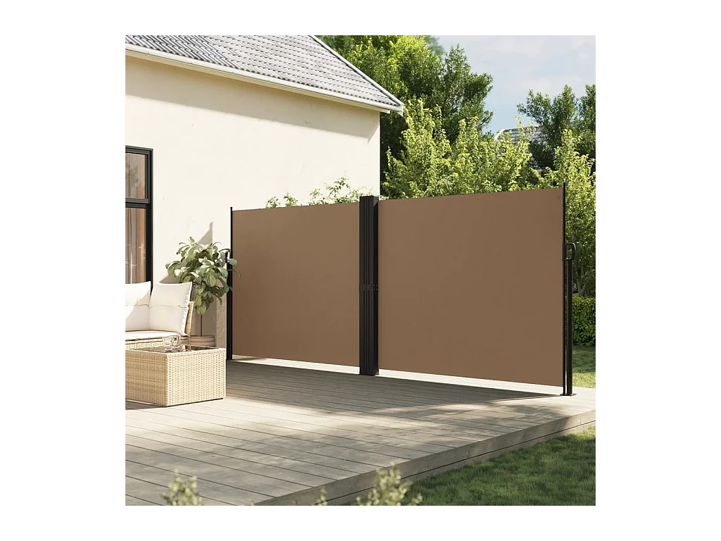 Taupefarbene einziehbare Seitenmarkise 160 x 600 cm