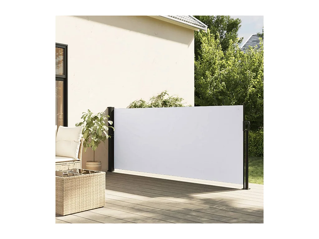 Auvent latéral rétractable blanc 140x600 cm