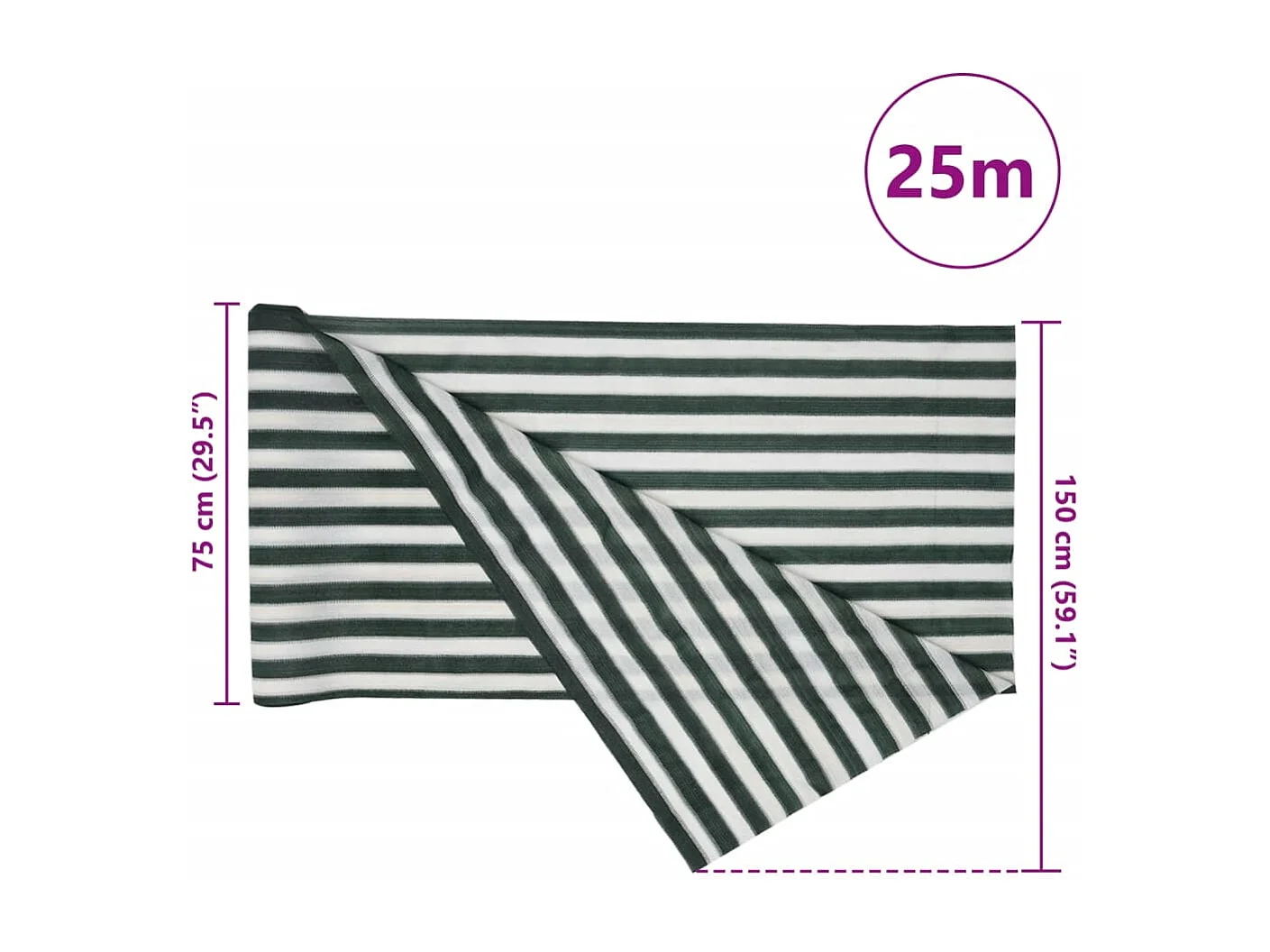 Filet brise-vue vert et blanc 1,5x25 m PEHD 195 g/m²