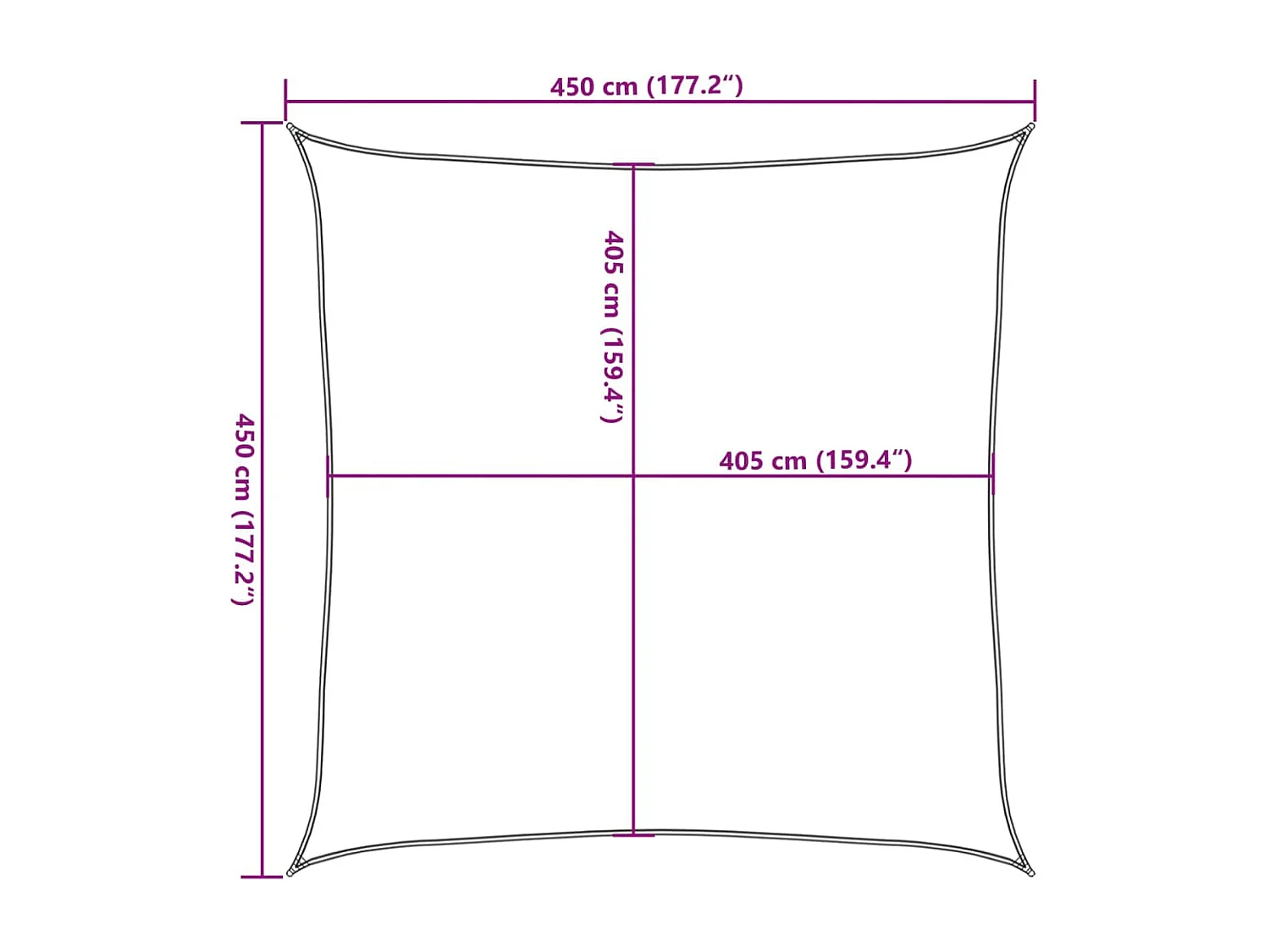 Sombra vela 160 g/m² quadrado azul 4,5x4,5 m HDPE