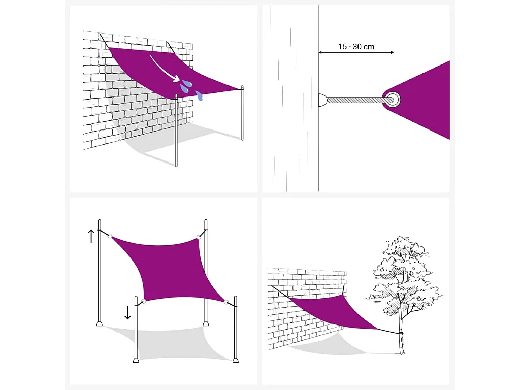 Sonnensegel 160 g/m² Terrakotta 2,5x2,5x3,5 m HDPE